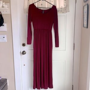 Rags & Couture Maroon Maxi Dress WITH POCKETS! L